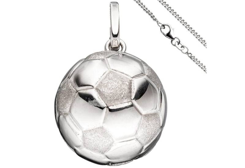 Schmuck Krone Silberkette Schmuck-Set, Fußball teilmatt 1,7mm Panzerkette aus 925 Silber Halsschmuck, 42cm von Schmuck Krone