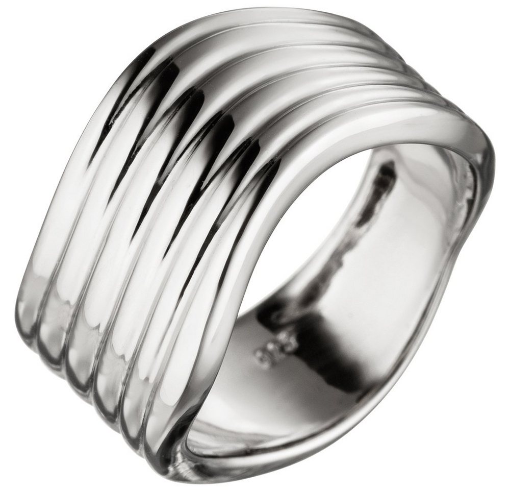 Schmuck Krone Silberring Breiter Ring Damenring gewellt aus echtem 925 Sterling Silber Silberring, Silber 925 von Schmuck Krone