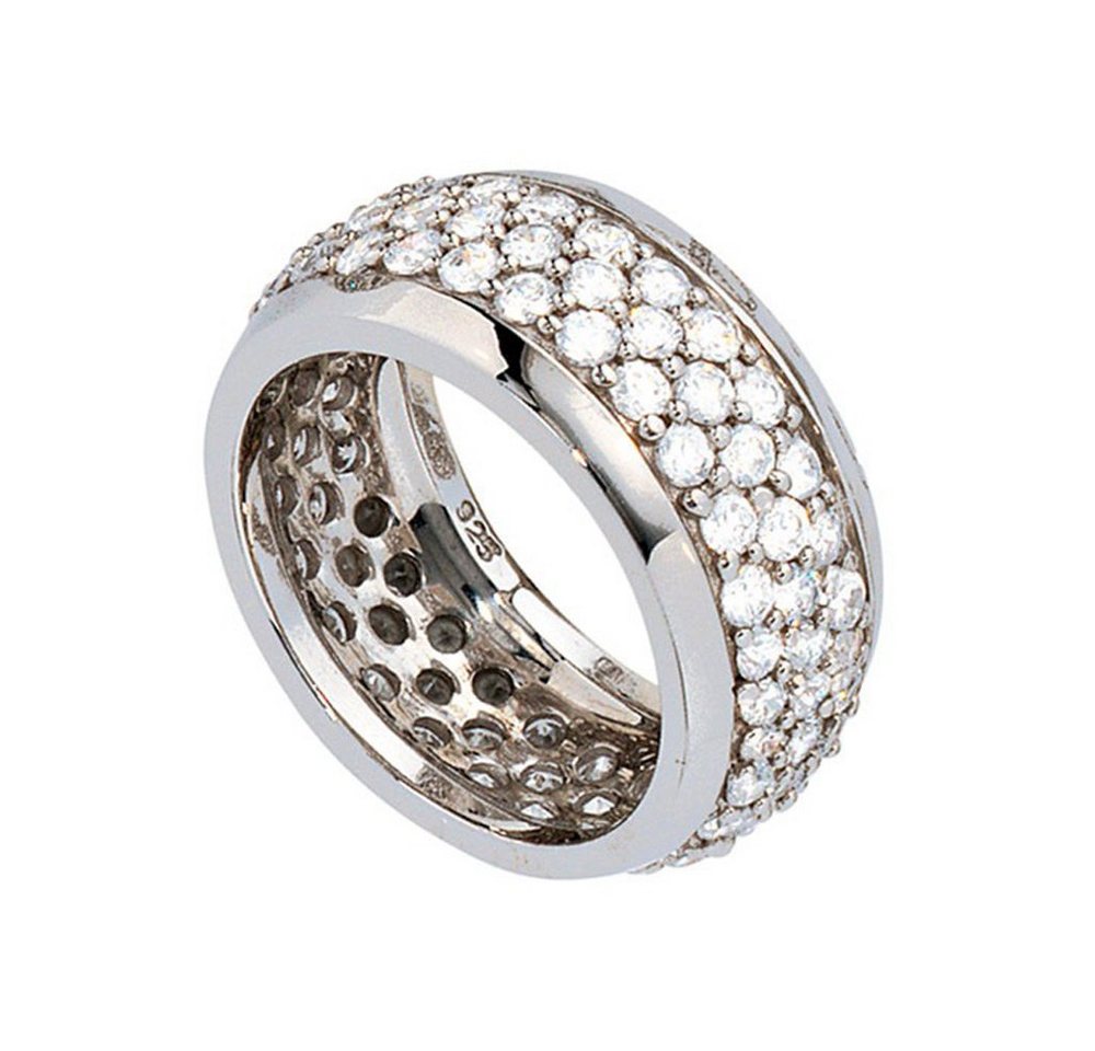 Schmuck Krone Silberring Breiter Ring Damenring mit Zirkonia rundum 925 Silber Silberring, Silber 925 von Schmuck Krone