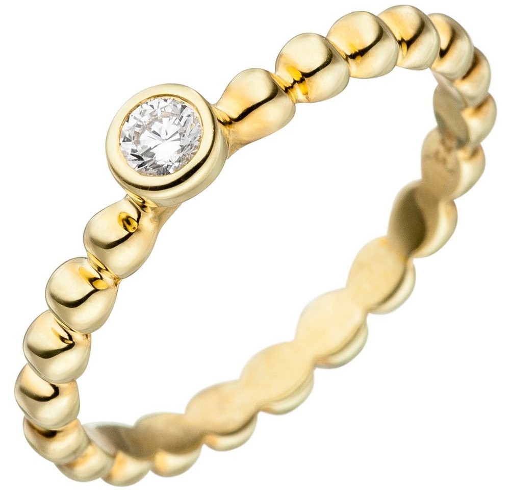 Schmuck Krone Silberring Kugelring mit Zirkonia, 925 Silber vergoldet, Silber 925 von Schmuck Krone