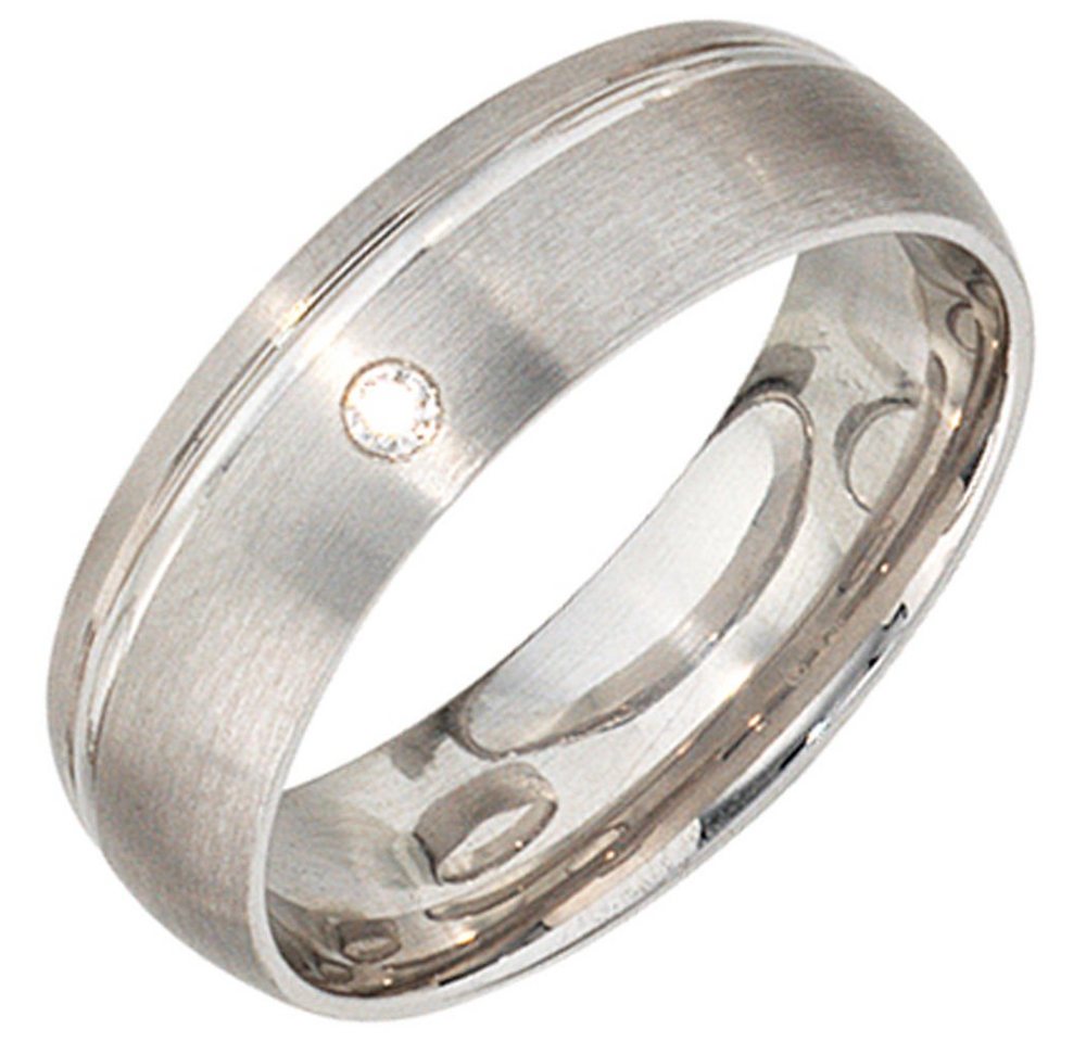 Schmuck Krone Silberring Partnerring Ring mit Zirkonia 925 echt Silber mattiert für Damen Silberring, Silber 925 von Schmuck Krone