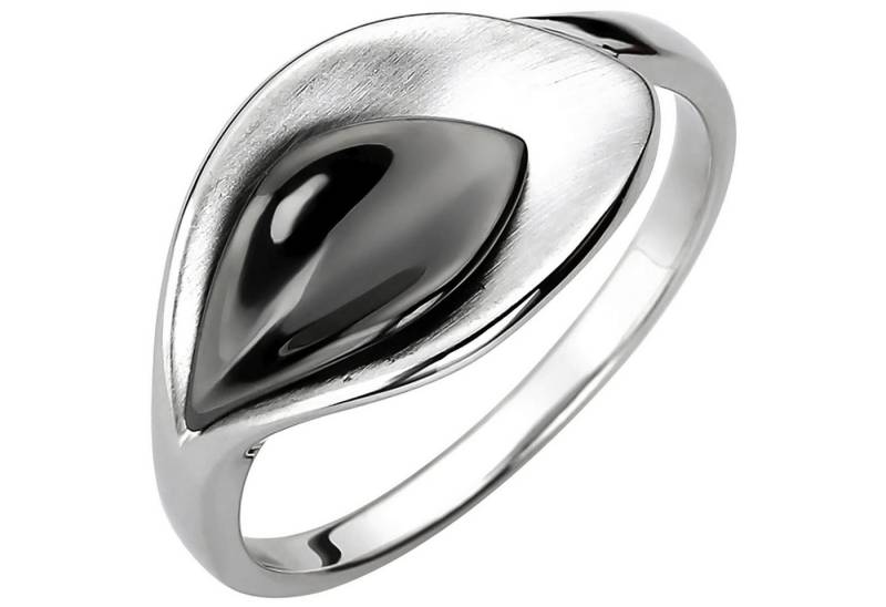 Schmuck Krone Silberring Ring 925 Silber Blatt teilmattiert & schwarz teilrhodiniert, Silber 925 von Schmuck Krone