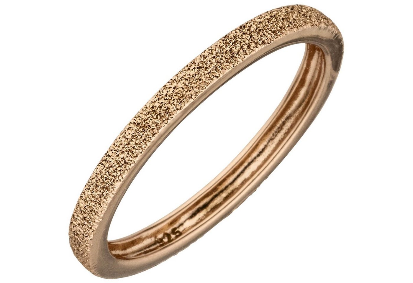 Schmuck Krone Silberring Ring 925 Silber rotgold vergoldet mit Sternenstaub Struktur flach 2,2mm schmal, Silber 925 von Schmuck Krone