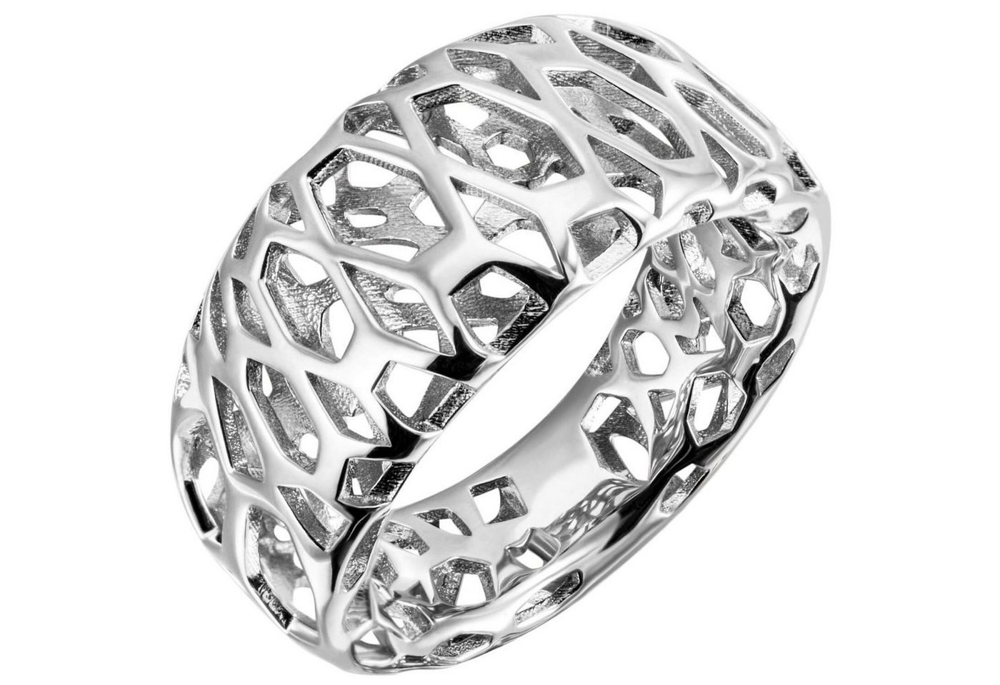 Schmuck Krone Silberring Ring Damenring aus 925 Silber rhodiniert Breite 11,5mm Fingerring mit Muster, Silber 925 von Schmuck Krone