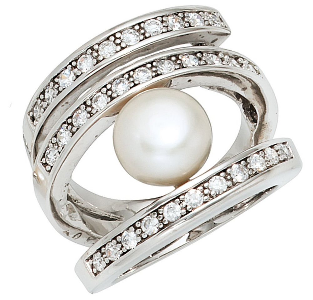 Schmuck Krone Silberring Ring mit 31 Zirkonia & Süßwasser Perle weiß, Silber 925 Schmuck Krone Silberring Ring mit 31 Zirkonia & Süßwasser Perle weiß, Silber 925 von Schmuck Krone