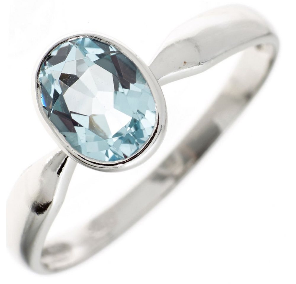 Schmuck Krone Silberring Ring Damenring mit Topas Blautopas 925 Silber Sterlingsilber oval, Silber 925 von Schmuck Krone