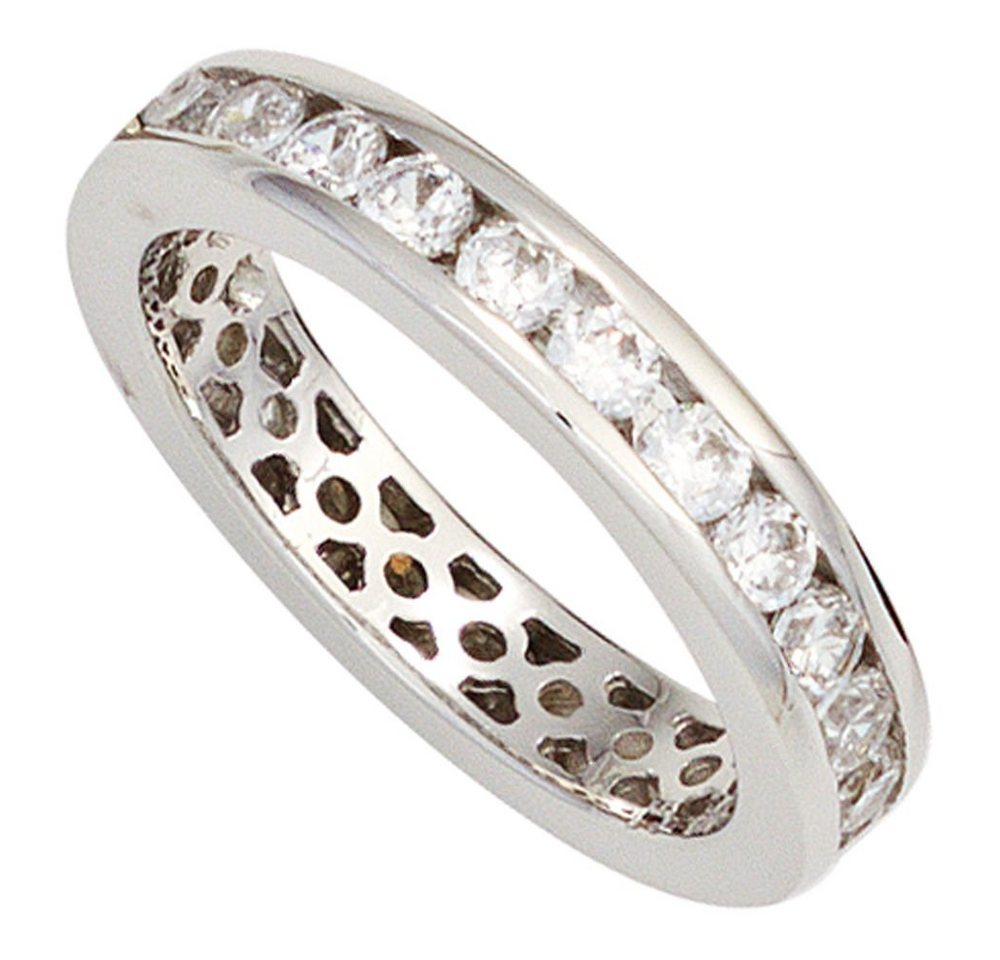 Schmuck Krone Silberring Ring Damenring mit Zirkonia weiß rundum 925 Silber glänzend Silberring, Silber 925 von Schmuck Krone