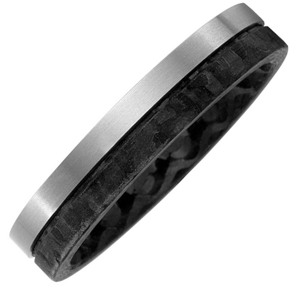 Schmuck Krone Silberring »Ring Partnerring aus Carbon & Titan mattiert 2-reihig schwarz Silber bicolor«, Silber 925 von Schmuck Krone