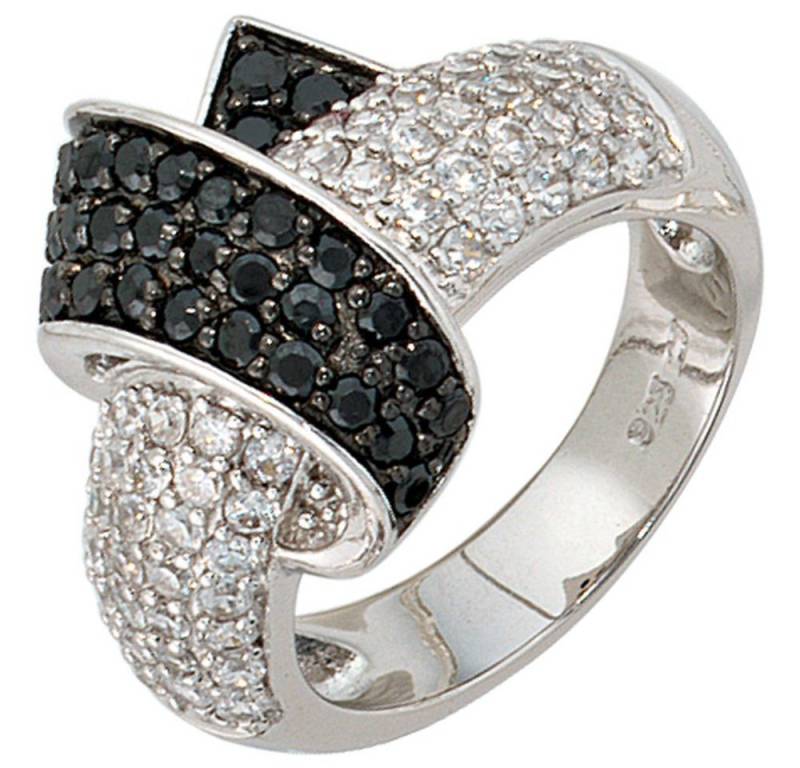 Schmuck Krone Silberring Ring Zirkonia schwarz/weiß, 925 Echtsilber, Silber 925 von Schmuck Krone