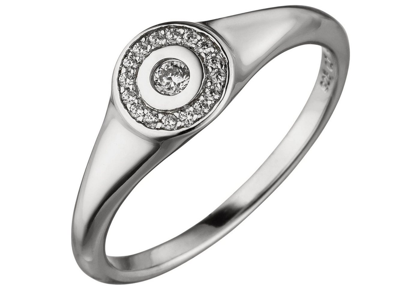 Schmuck Krone Silberring Ring mit 17 Zirkonia weiß B 7,1mm 925 Silber rhodiniert Fingerschmuck Fingerring, Silber 925 von Schmuck Krone