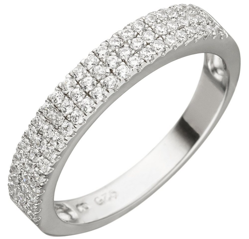 Schmuck Krone Silberring Ring mit 69 weißen Zirkonia in 3 Reihen 925 Silber Fingerschmuck für Damen, Silber 925 von Schmuck Krone