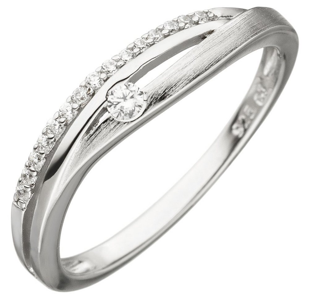 Schmuck Krone Silberring Ring mit weißen Zirkonia 925 Silber rhodiniert Silberring Fingerschmuck Damen, Silber 925 von Schmuck Krone