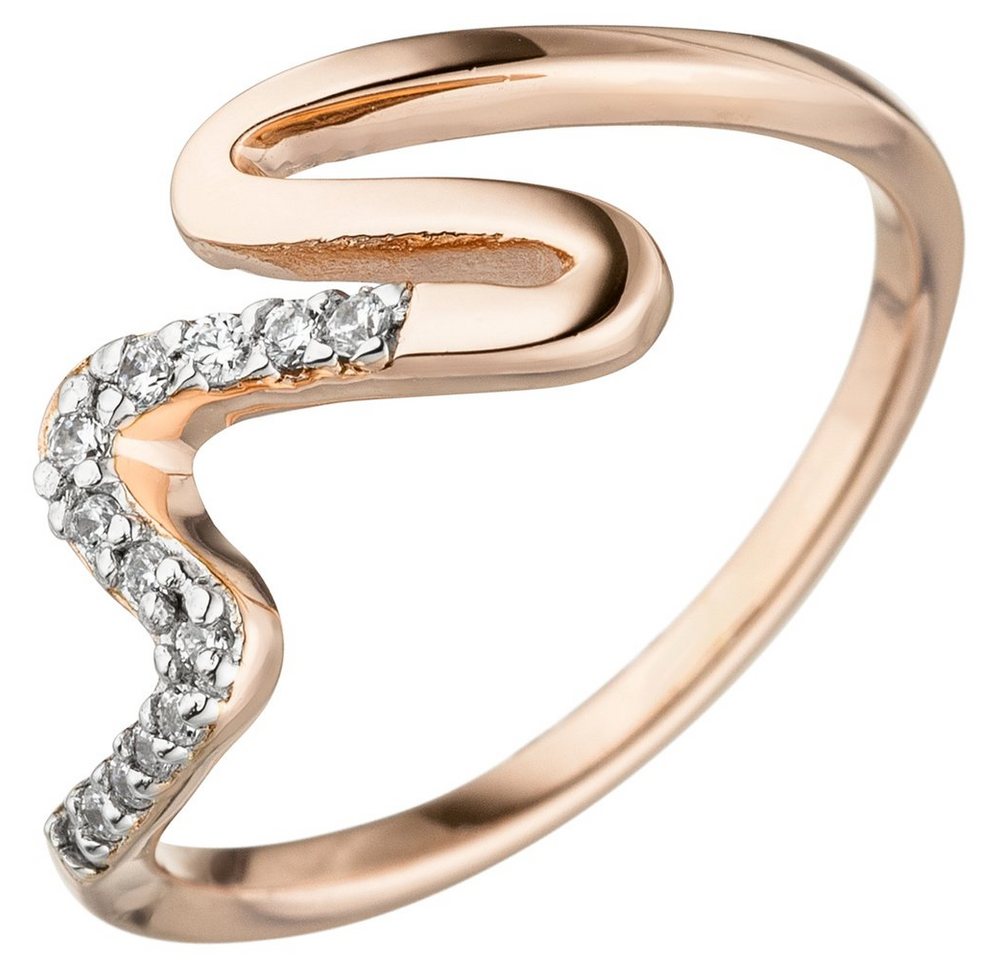 Schmuck Krone Silberring Ring mit weißen Zirkonia verschlungen 925 Silber Rotgold vergoldet Silberring, Silber 925 von Schmuck Krone