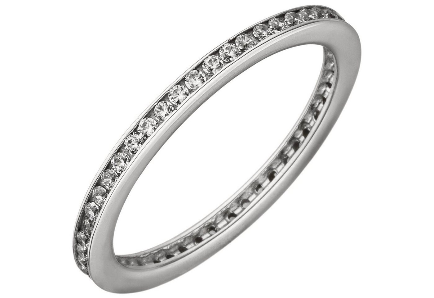 Schmuck Krone Silberring Schmaler Ring Memoryring aus 925 Silber weiße Zirkonia rundum 1,9mm breit, Silber 925 von Schmuck Krone