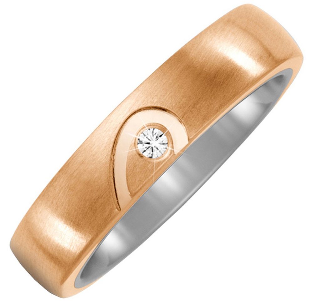 Schmuck Krone Verlobungsring Partner-Ring Halbes Herz Fingerring aus Titan & Bronze mit Diamant Brillant von Schmuck Krone