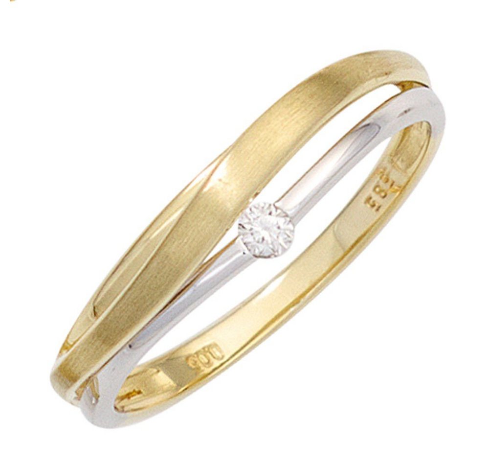 Schmuck Krone Verlobungsring Ring Damenring mit Diamant Brillant teilmatt 585 Gold Gelbgold Weißgold bicolor, Gold 585 von Schmuck Krone