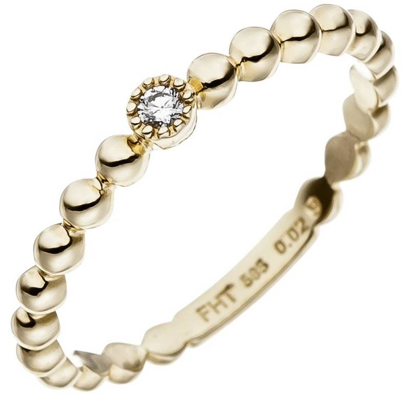 Schmuck Krone Verlobungsring Ring Goldring Kugelring mit Diamant Brillant 0,02 Ct. Solitär 585 Gold Gelbgold, Gold 585 von Schmuck Krone