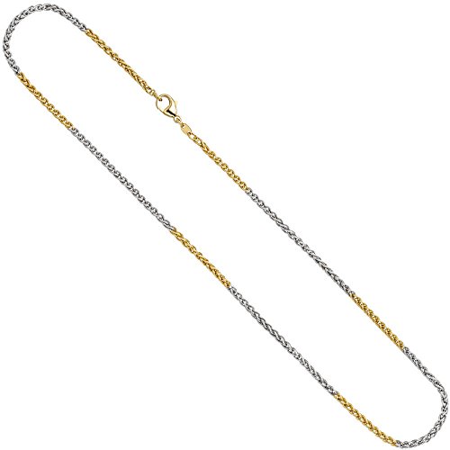 Zopfkette Kette Collier Halskette aus 585 Gold gelb/weiß 42cm Halsschmuck von Schmuck Krone