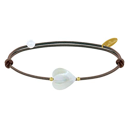 LES POULETTES BIJOUX - Armband Link Kleines Herz Perlmutt - Classics - Hellbraun von LES POULETTES BIJOUX