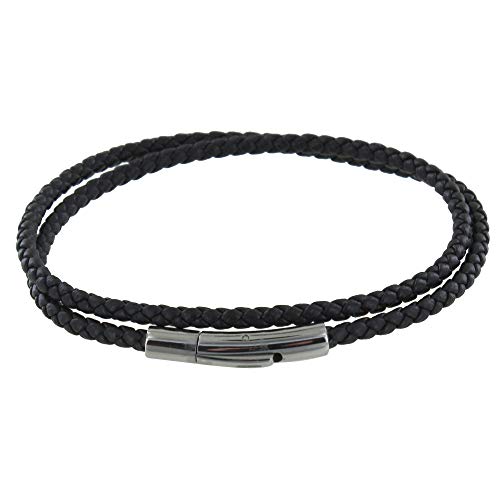 LES POULETTES BIJOUX - Herren Armband Double Turn Leder Geflochtene Runde Für 19cm Handgelenk - Dunkelbraune von LES POULETTES BIJOUX