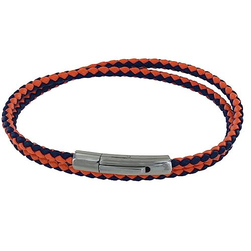 LES POULETTES BIJOUX - Herren Armband Double Turn Zweifarbig Leder Geflochtene Runde Für 19cm Handgelenk - Orange von LES POULETTES BIJOUX