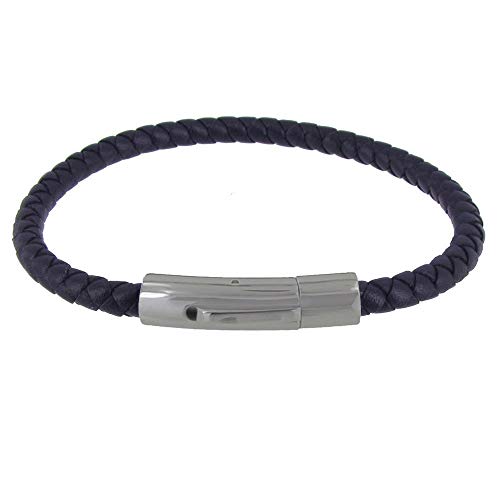 LES POULETTES BIJOUX - Herren Armband Leder Geflochtene Runde Stahl Schließe - Classics - Blau Navy LES POULETTES BIJOUX - Herren Armband Leder Geflochtene Runde Stahl Schließe - Classics - Blau Navy von LES POULETTES BIJOUX
