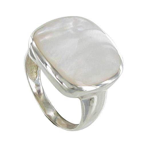 LES POULETTES BIJOUX - Sterling Silber 925 Ring Gepflasterten Platz mit Perlmutt - taille 54 (17.2) von LES POULETTES BIJOUX