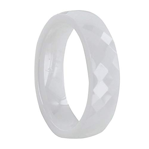 LES POULETTES BIJOUX - Weiß Breit Keramik Ring Facettiert - 6 mm - grobe 60 (19.1) von LES POULETTES BIJOUX