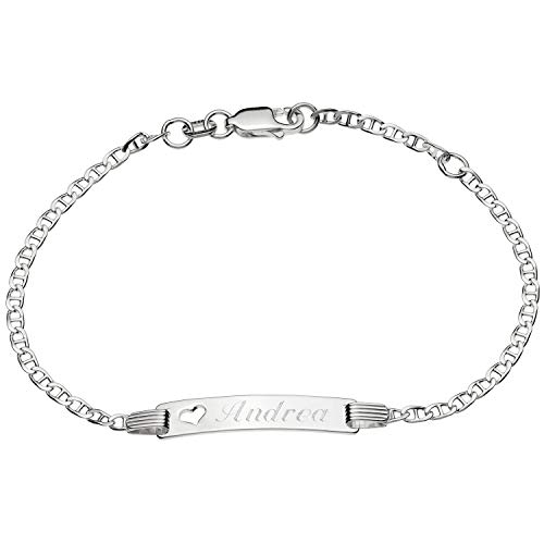 Schmuck-Pur 925/- Sterling-Silber Kinder Mädchen ID Armband mit Herz 14 cm/16 cm mit Wunsch-Gravur von Schmuck-Pur by Cadenis