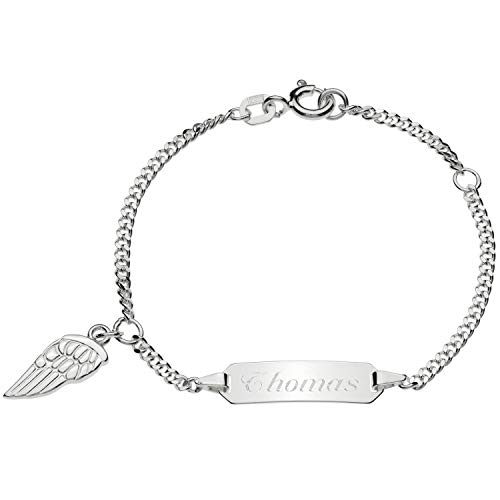 Schmuck-Pur Echt Silber Baby-ID-Armband Flügel mit Gravur 14cm von Schmuck-Pur by Cadenis