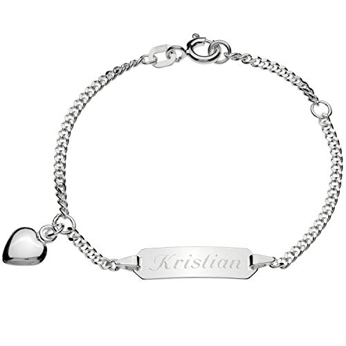 Schmuck-Pur Echt Silber Baby-ID-Armband Herz mit Gravur 14cm von Schmuck-Pur by Cadenis