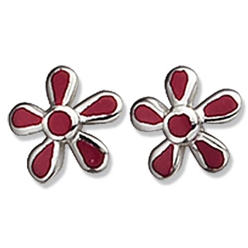 Schmuck-Pur Echt Silber Kinderschmuck Blumen-Ohrstecker rot von Schmuck-Pur by Cadenis