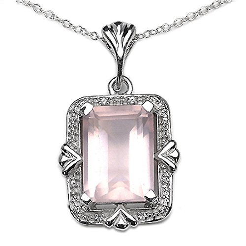 Collier/Kette mit Diamant/Rosenquarz-Anhänger 8,36Karat von Schmuck-Schmidt