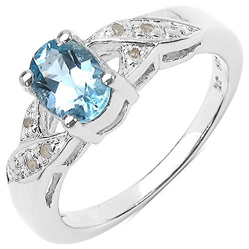 Edler Diamant/Blue Topas-Ring - 925 Silber-in 1,05 Karat-Gr.60 von Schmuck Schmidt