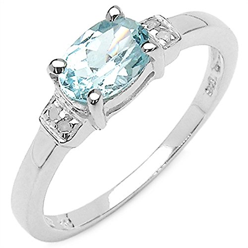 Feiner Diamant/Blautopas-Ring-925 Sterl.Silber Rhodin.-1,04 Karat-Gr.60 von Schmuck Schmidt