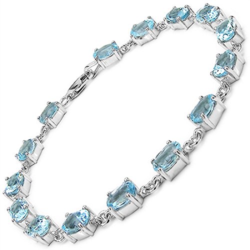 Schmuck-Schmidt-Blautopas Armband 925 Silber-Rhodiniert-15,00 Karat-15 Edelsteine von Schmuck-Schmidt