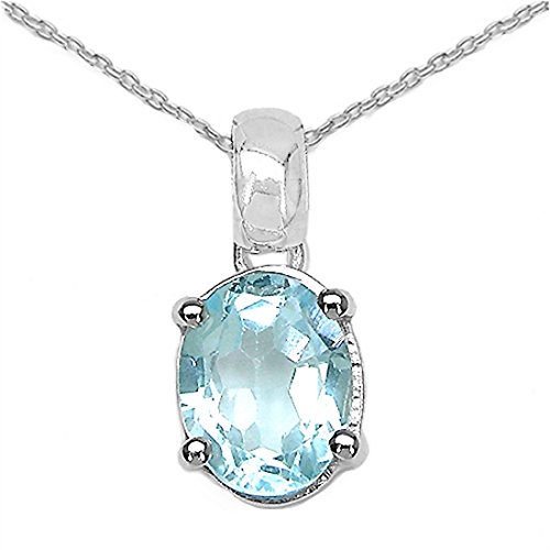 Schmuck-Schmidt-Collier/Kette Anhänger Ovaler Blautopas-Silber-2,50 Karat von Schmuck-Schmidt