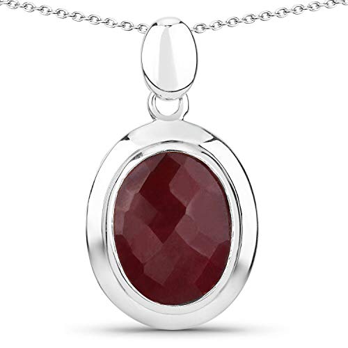 Schmuck-Schmidt-Collier/Kette-Anhänger echter ovaler Rubin-9,86 Karat-Sterling Silber Rhodiniert von Schmuck-Schmidt