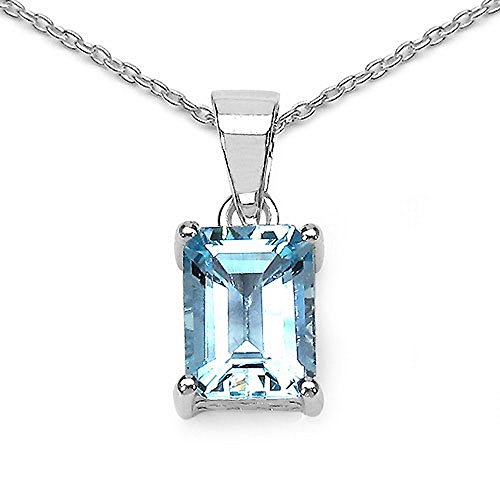 Schmuck-Schmidt-Collier/Kette mit Rechteck-Anhänger-Blautopas 925 Silber 1,85 Karat von Schmuck-Schmidt