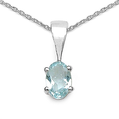 Schmuck-Schmidt-Collier/Kette mit ovalen Blautopas-Anhänger 925 Silber/Rhodiniert-0,65 Karat von Schmuck-Schmidt