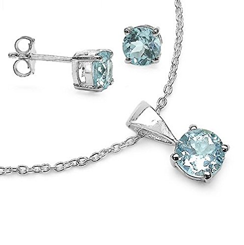 Schmuck-Schmidt-Schmuckset/SET 4-teilig Aquamarin-Ohrstecker,Collier,Anhänger 1,20 Karat von Schmuck-Schmidt