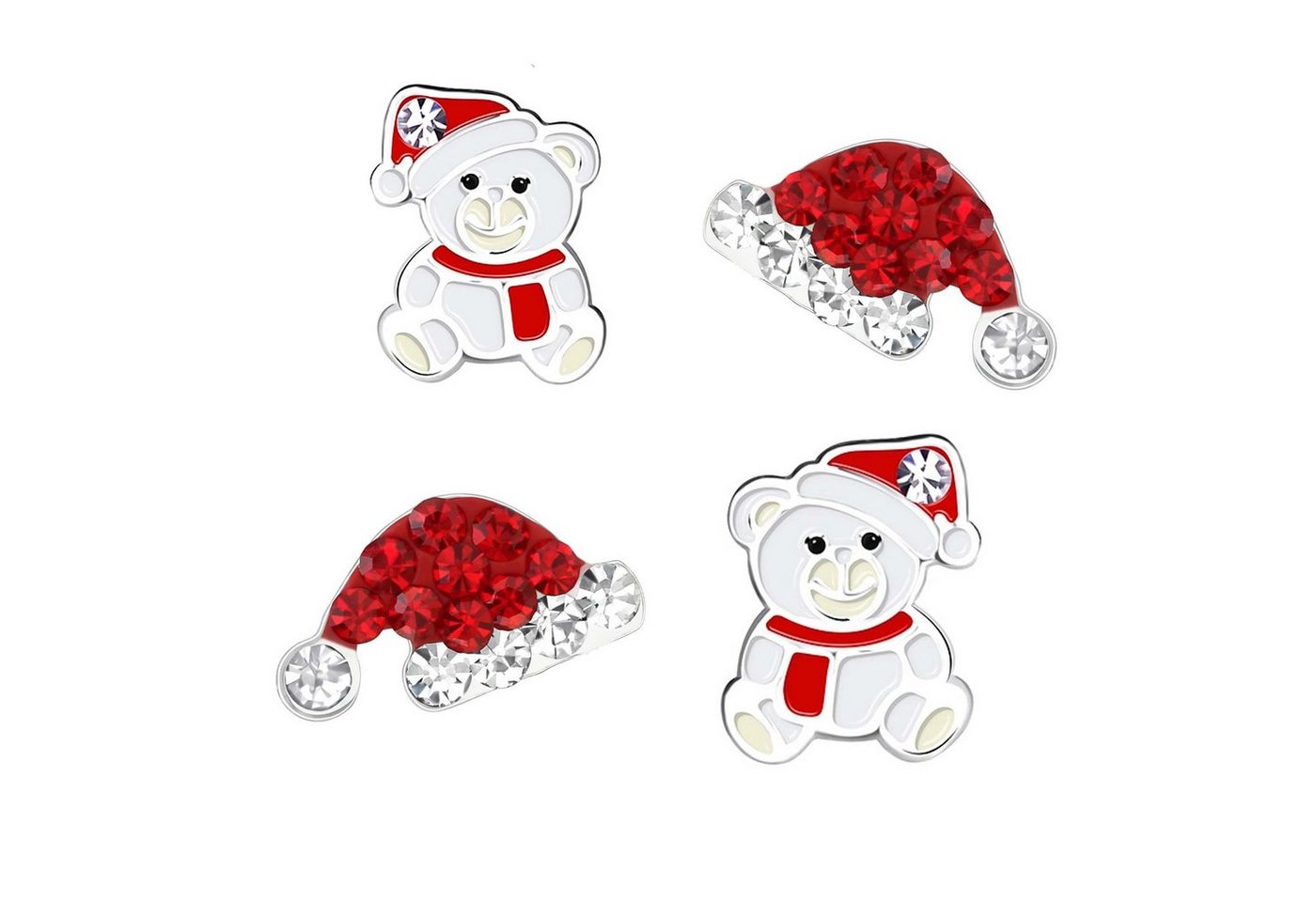 schmuck23 Ohrstecker-Set 2 Paar Ohrringe Nikolaus Weihnachten 925 Silber Kinderohrringe Rentier (Set aus 2 Paar Ohrsteckern, Set), Kinder, Mädchen, Schmuckset, Geschenkset, echt von Schmuck23