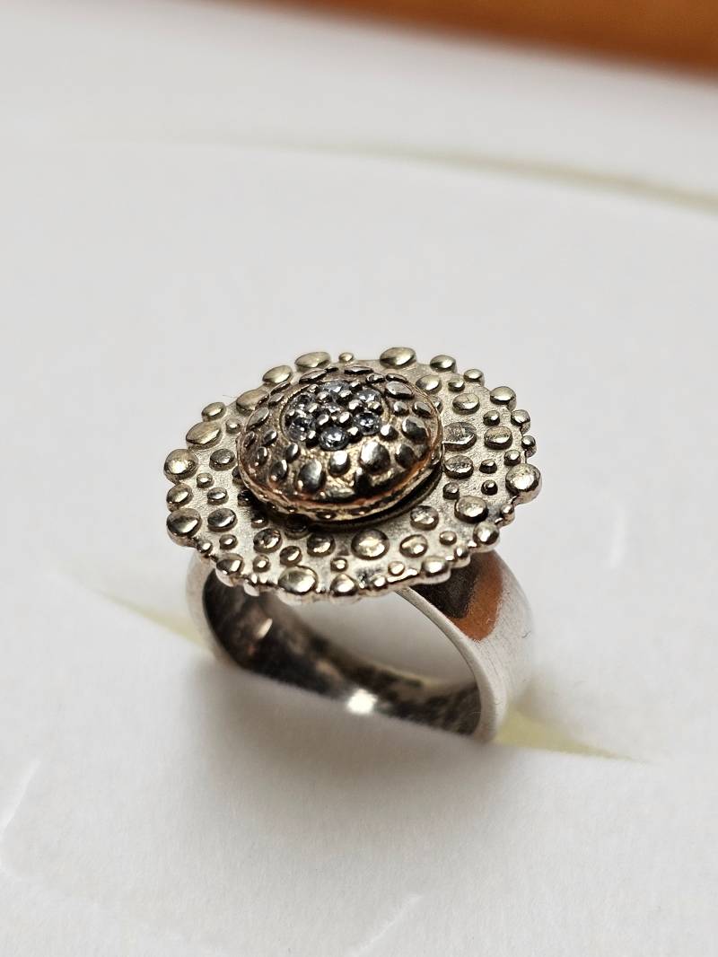 16, 3 Mm Silberring Ring Blume Blümchen Blüte Silber 925 Kristalle Klar Vintage Elegant Sr1654 von SchmuckAtelierRegina