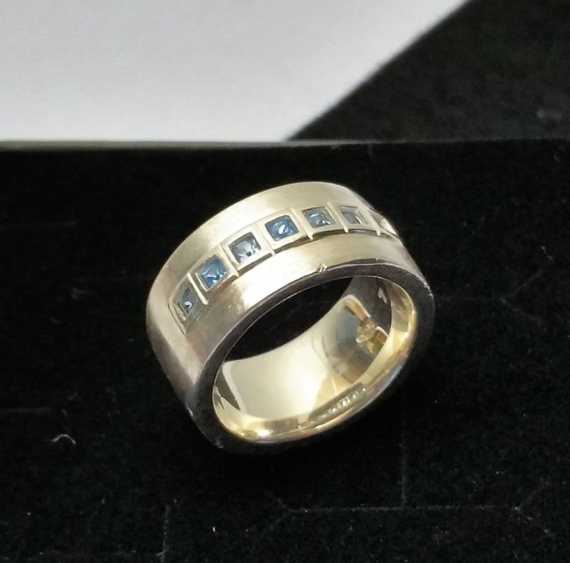 16, 8 Mm Silberring Ring 925 Silber 7 Kristalle Hellblau 80Er Jahre Style Sr890 von SchmuckAtelierRegina