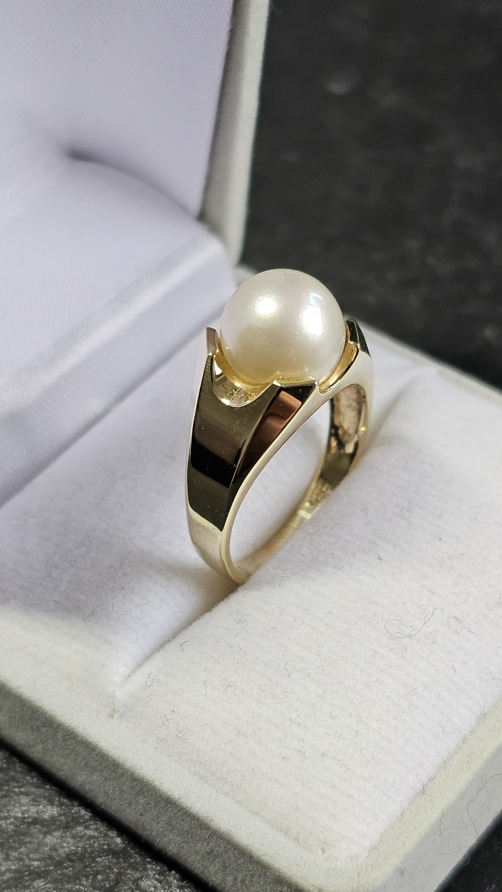 17, 3 Mm Schicker Ring Goldring Gold 585 Perle Edles Vintage Design Eleganz Gr382 von SchmuckAtelierRegina