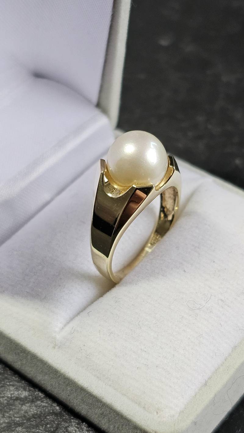 17, 3 Mm Schicker Ring Goldring Gold 585 Perle Edles Vintage Design Eleganz Gr382 von SchmuckAtelierRegina