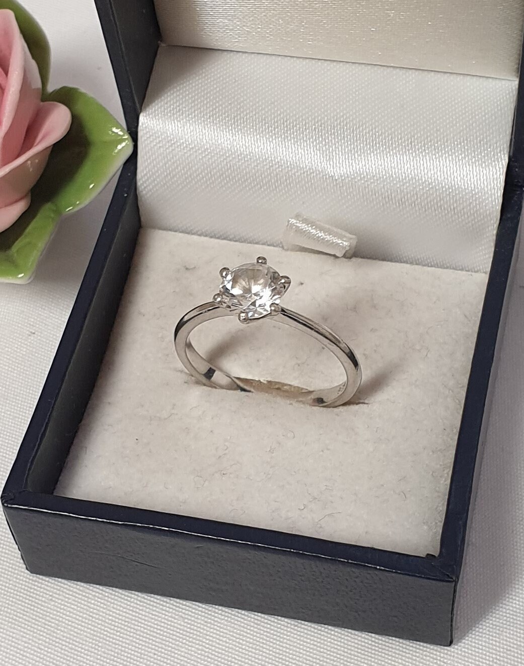 17, 6 Mm Ring Silberring Silber 925 Kristallstein Klar Vintage Sr1299 von SchmuckAtelierRegina