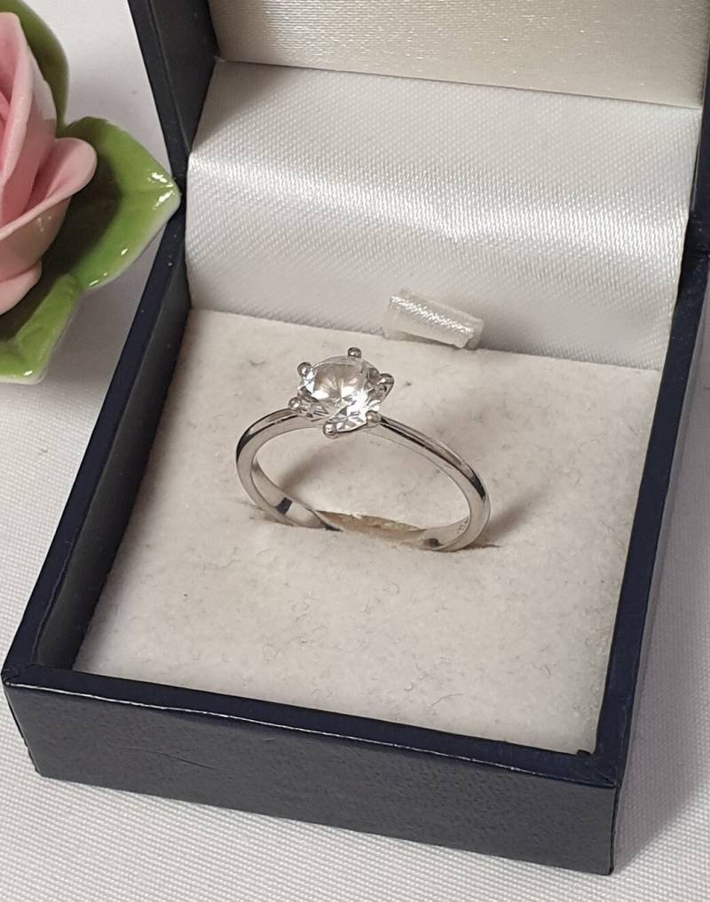 17, 6 Mm Ring Silberring Silber 925 Kristallstein Klar Vintage Sr1299 von SchmuckAtelierRegina