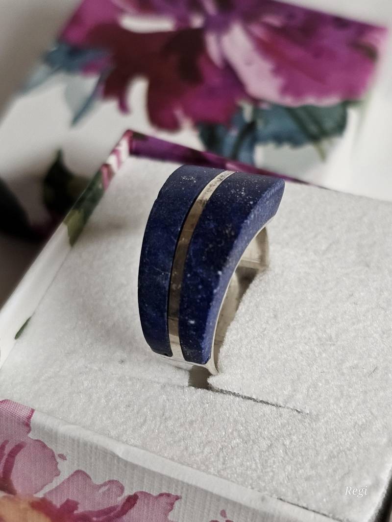 17, 6 Mm Stylisch Schicker Silberring Ring Silber 950 Lapislazuli Design Vintage Eleganz Sr1588 von SchmuckAtelierRegina