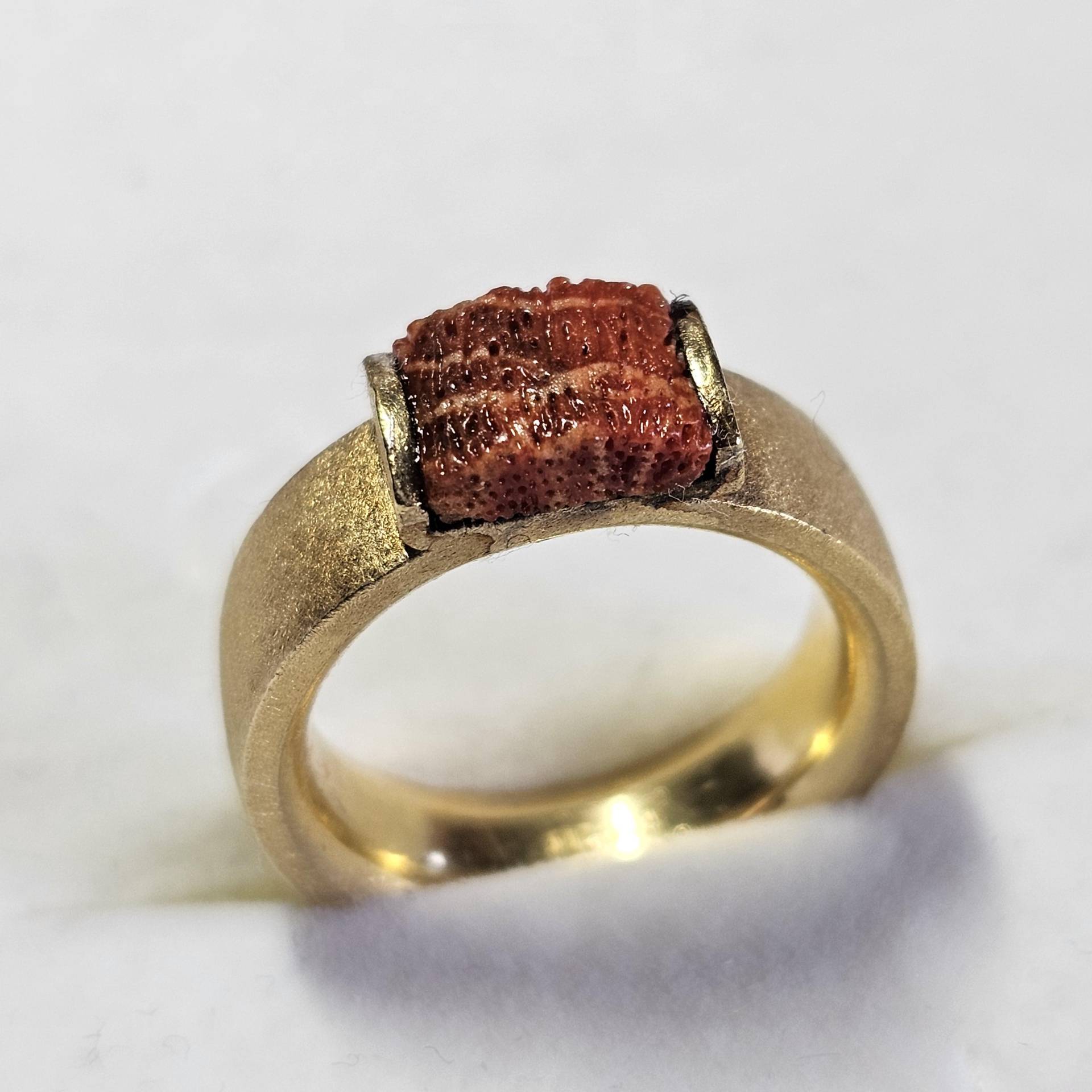 17, 7 Mm Ring Silber 925 Vergoldet Matt Schaumkoralle Design Vintage Elegant Sr1240 von SchmuckAtelierRegina